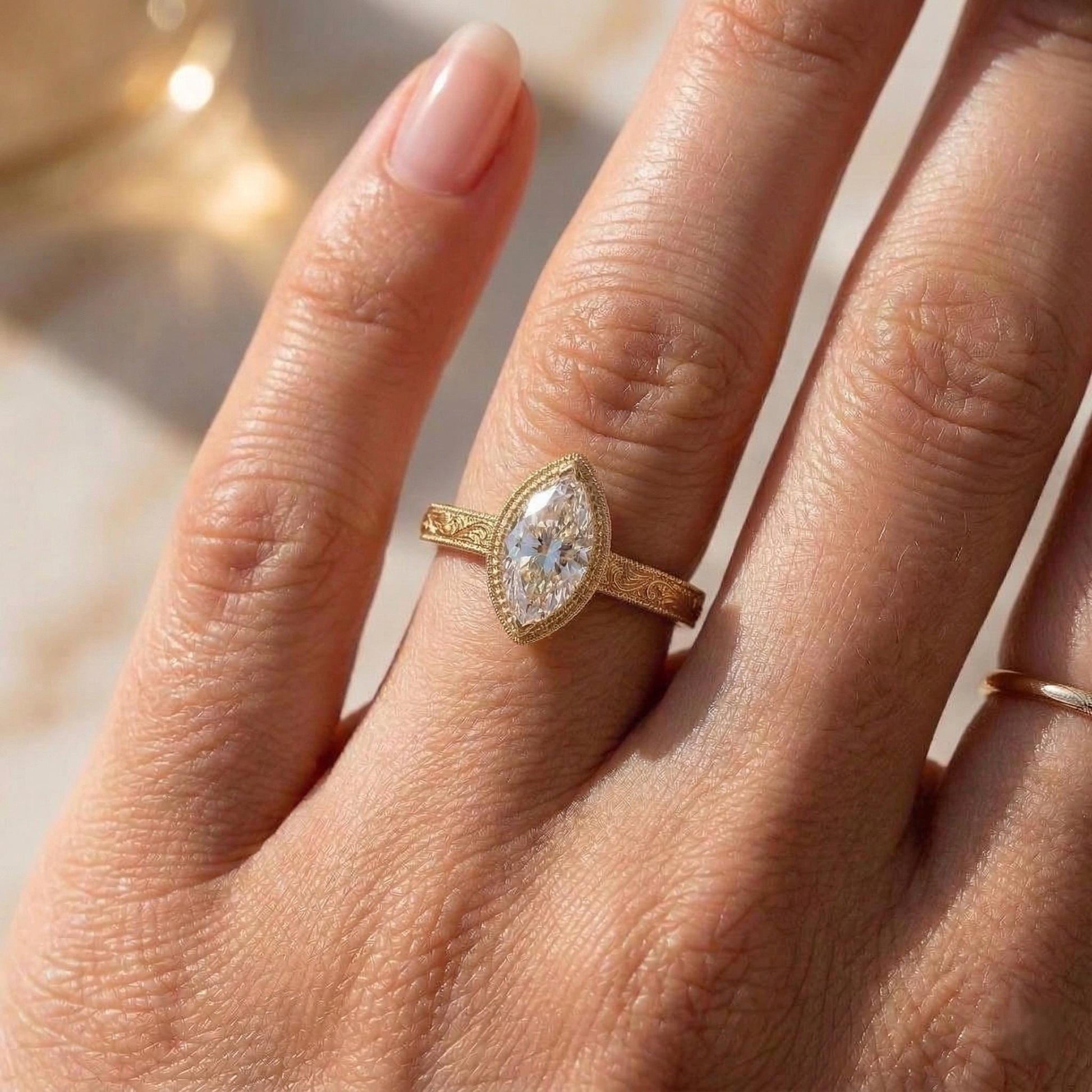 IGI Certified Pear Lab Diamond Band