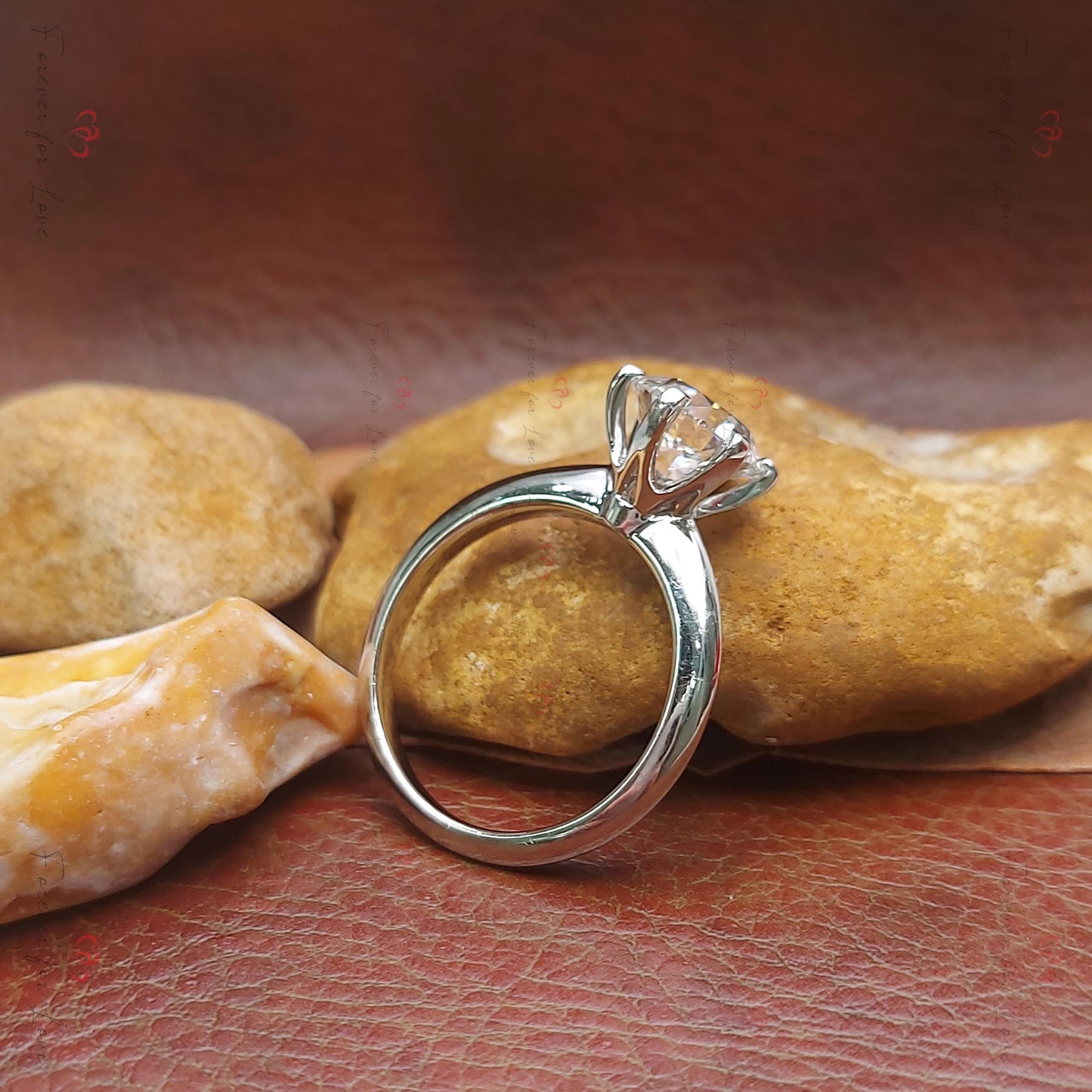 2 Karat IGI zertifizierter Alt-Europäischer Labor-Diamant Verlobungsring Moissanite engagement ring in 935 Argentium Silber — custom handcrafted by Forever For Love