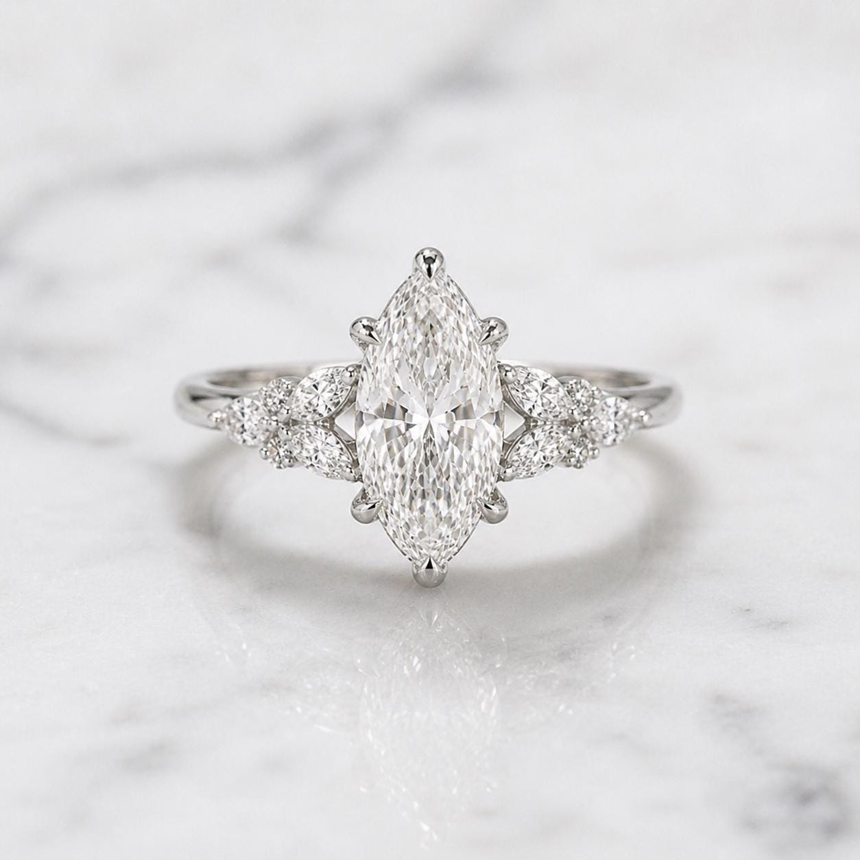 Marquise Lab Diamond Engagement Ring