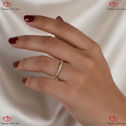 Baguette and Round Diamond Alternating Band, Minimalist Full Eternity Band, Diamond Wedding Band, Stackable Band, Promise Ring, Gift for Her