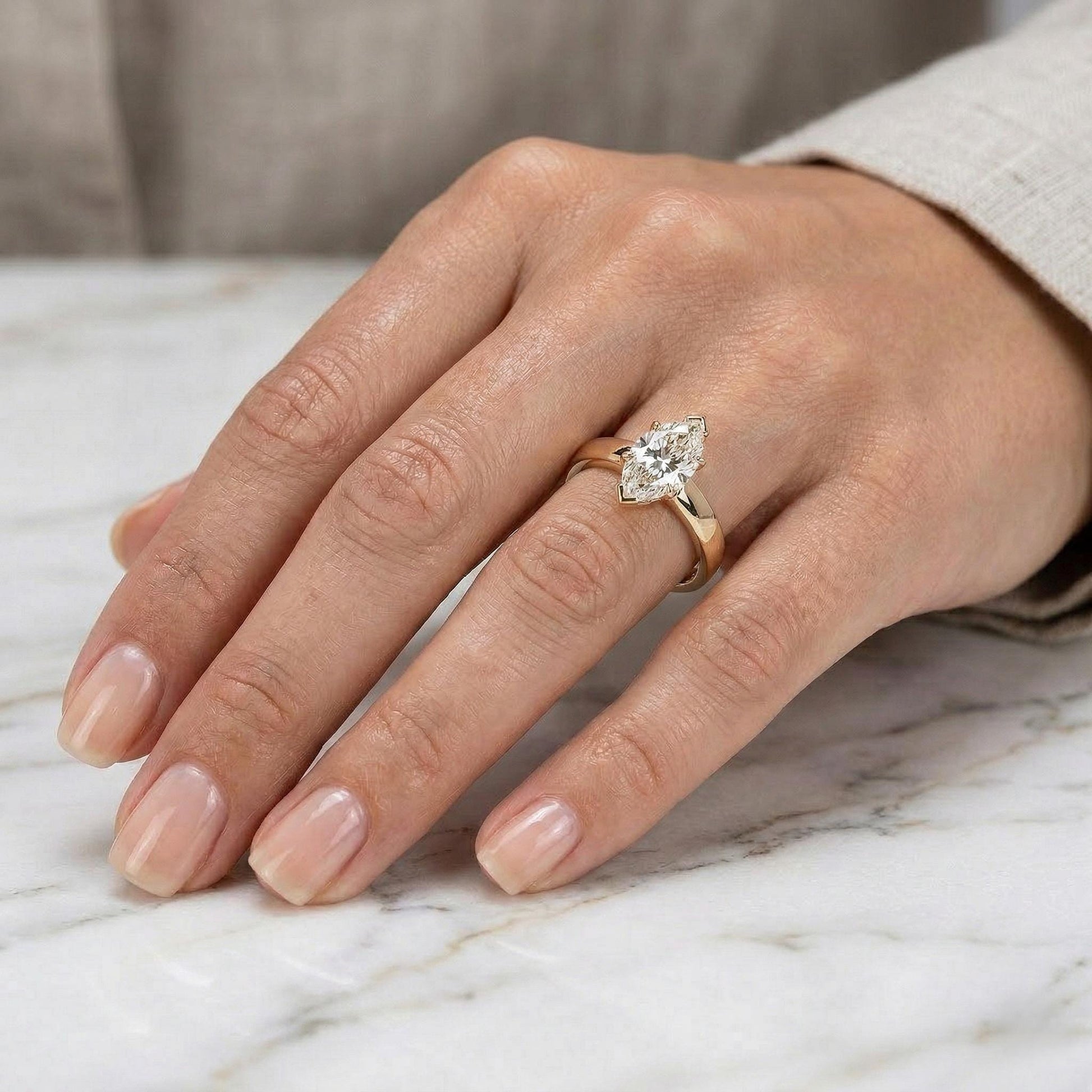 3 Ct IGI Certified Marquise Lab Diamond Engagement Ring
