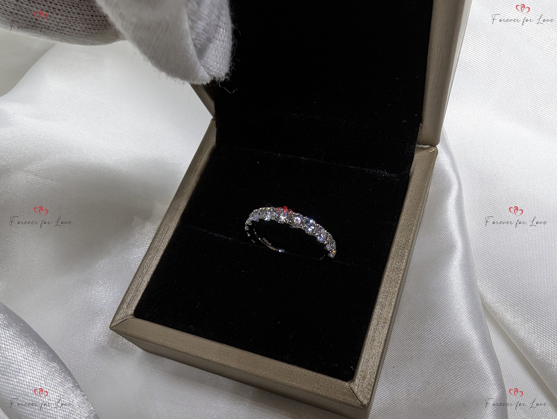 4 MM Round Lab Created Diamond Wedding Band for Women, Half eternity Diamond Band, EF/VS Lab Grown Diamonds, Stackable Band Anniversary Gift