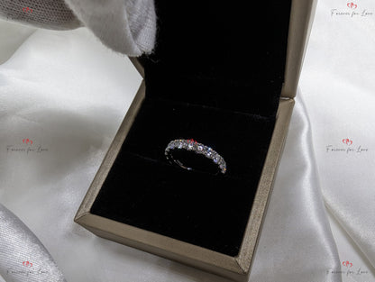 4 MM Round Lab Created Diamond Wedding Band for Women, Half eternity Diamond Band, EF/VS Lab Grown Diamonds, Stackable Band Anniversary Gift