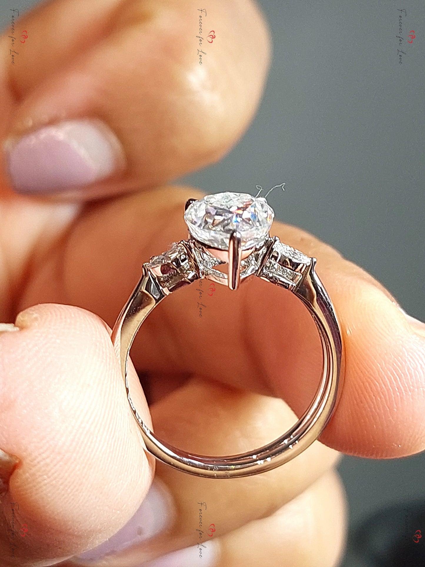 Pear Lab Diamond Full Eternity Wedding Band Pear cut Moissanite Brilliant Cut engagement ring in 935 Argentium Silver — custom handcrafted by Forever For Love