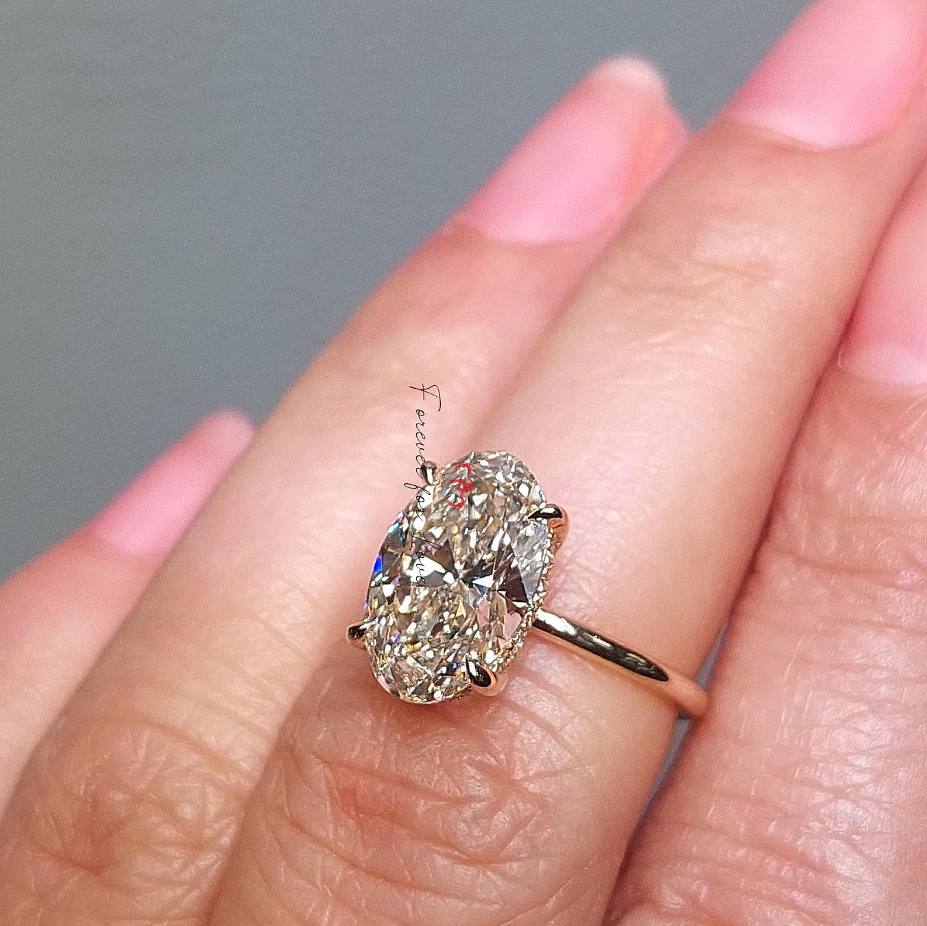 5 Ct IGI Certified Oval Lab Diamond Solitaire Engagement Ring Oval cut 1Ct Moissanite Brilliant Cut engagement ring in 935 Argentium Silver — custom handcrafted by Forever For Love