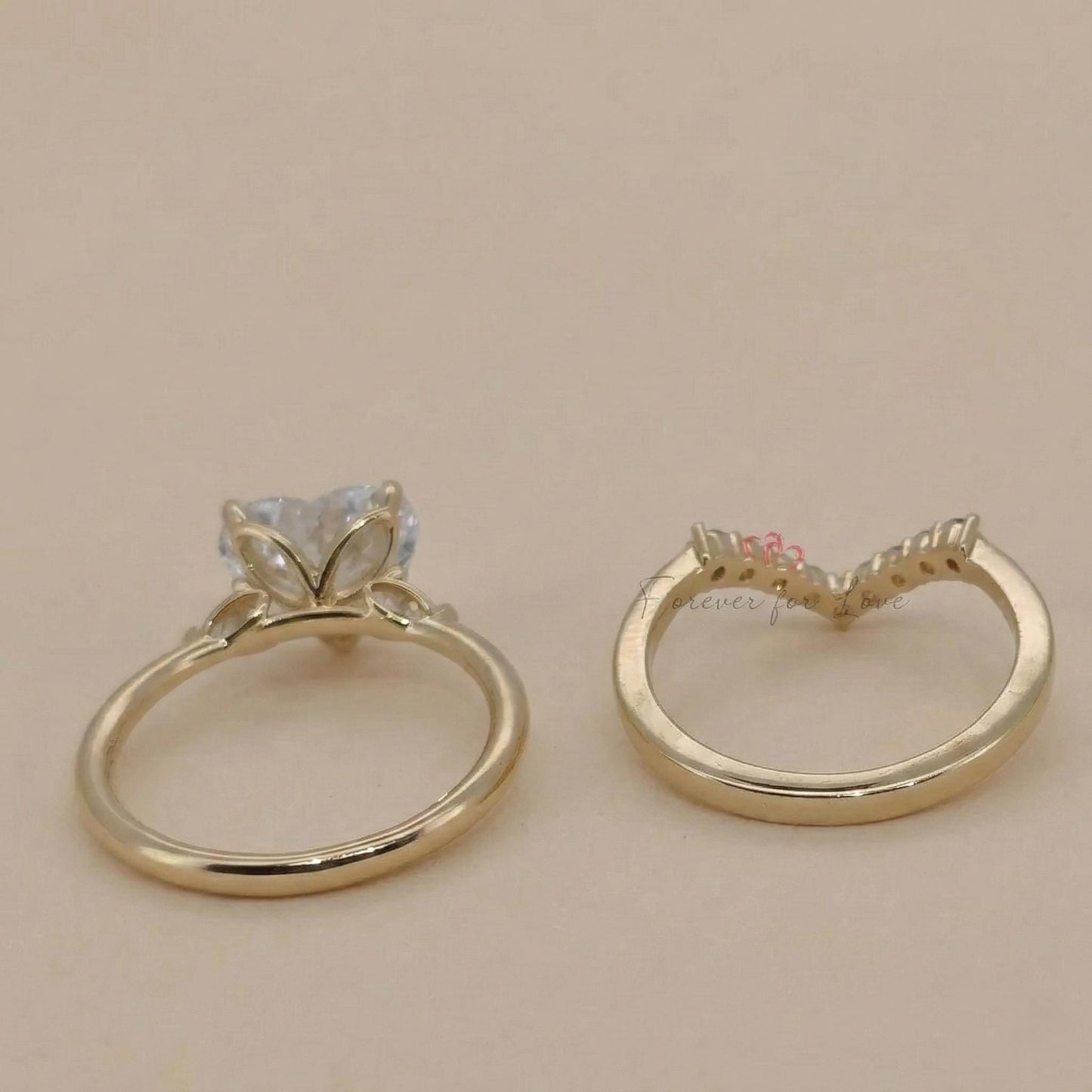 3 Ct Heart Diamond Band Heart cut Moissanite Brilliant Cut engagement ring in 935 Argentium Silver — custom handcrafted by Forever For Love