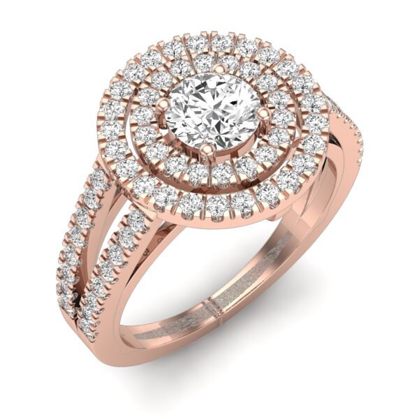Round Natural Diamond Solitaire Engagement Ring Round cut Moissanite engagement ring in Gold or Platinum — custom handcrafted by Forever For Love