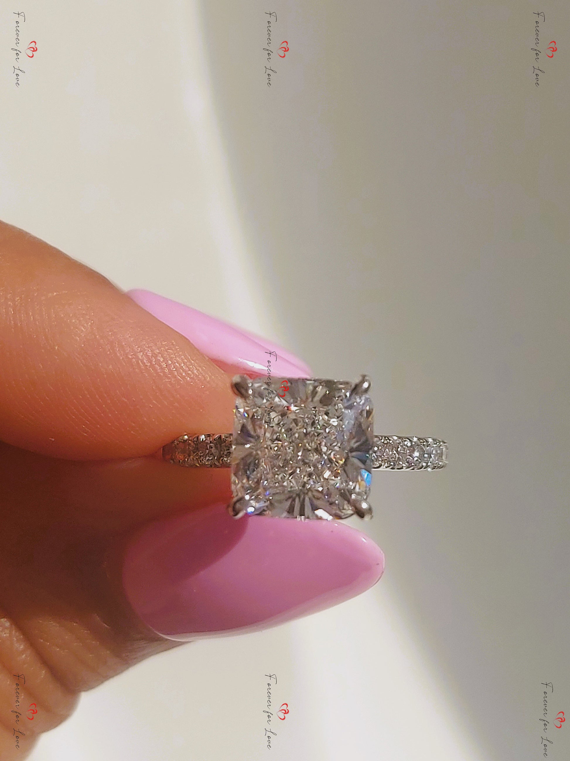 3 Ct IGI Certified Cushion Lab Diamond Hidden Halo Engagement Ring