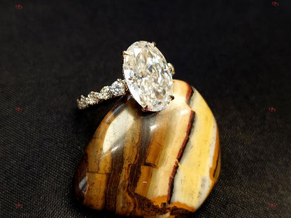 4 Ct Oval Diamond, Moissanite Hidden Halo Engagement Ring