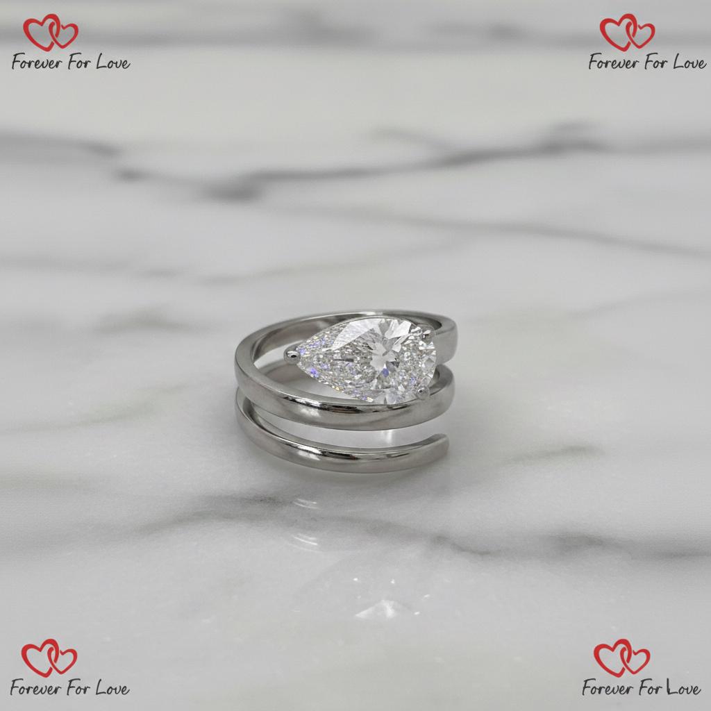 3 Ct IGI Certified Pear Lab Diamond Solitaire Ring