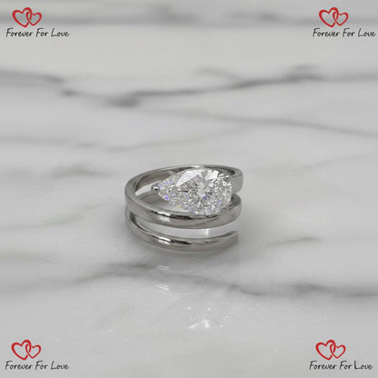 3 Ct IGI Certified Pear Lab Diamond Solitaire Ring
