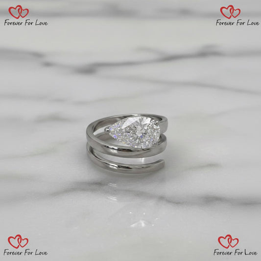 3 Ct IGI Certified Pear Lab Diamond Solitaire Ring