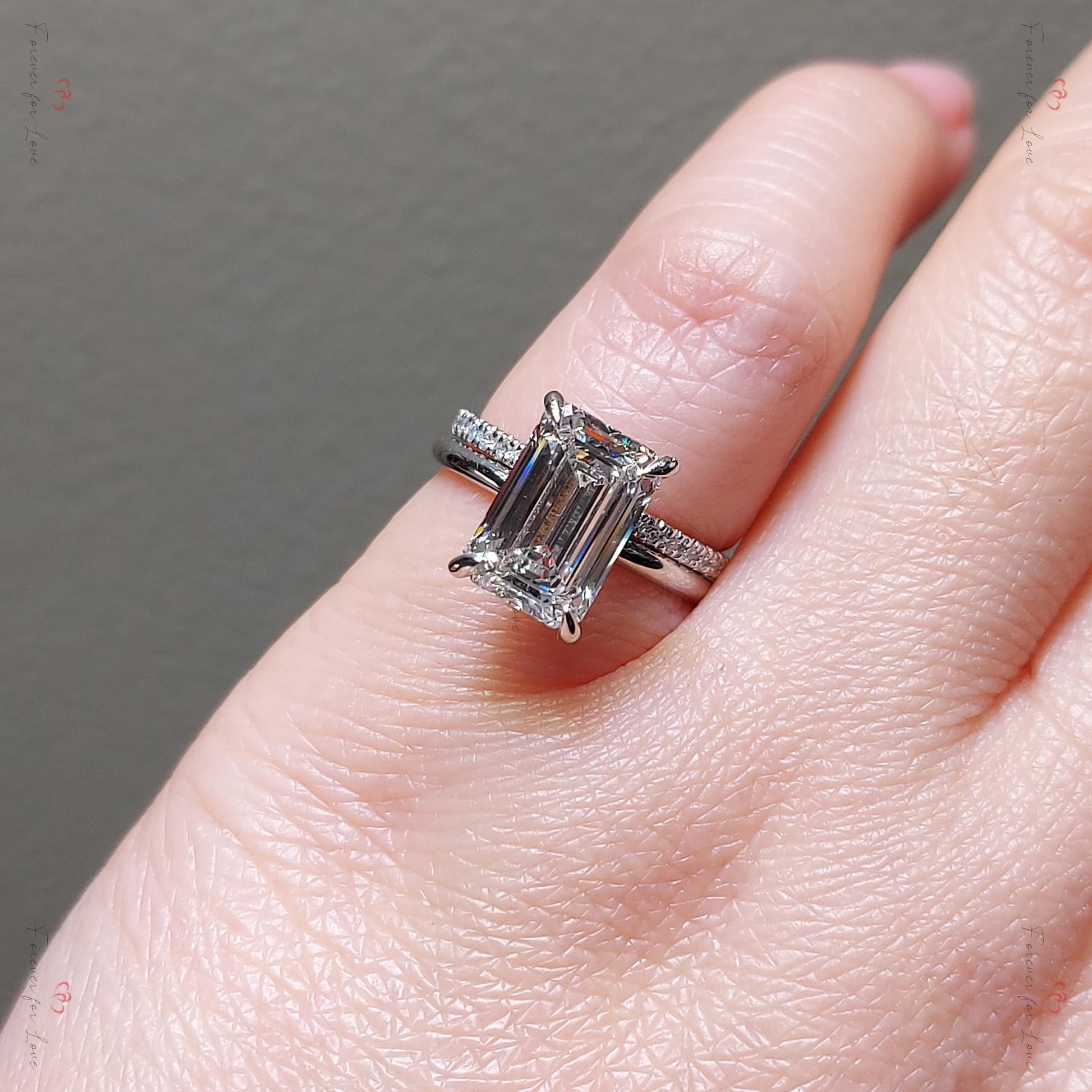 3 Ct Emerald Lab Diamond Solitaire Ring
