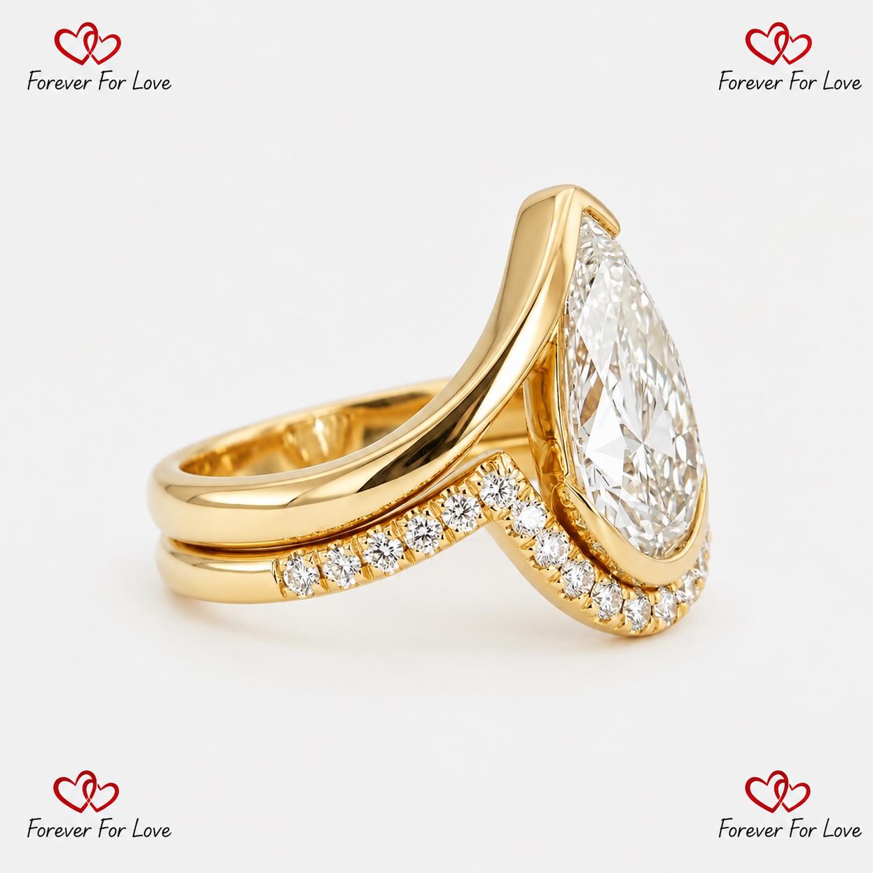 2 Ct IGI Certified Pear Lab Diamond Wedding Band