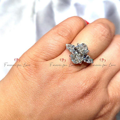 4 Ct IGI Certified Oval Lab Diamond Three Stone Engagement Ring
