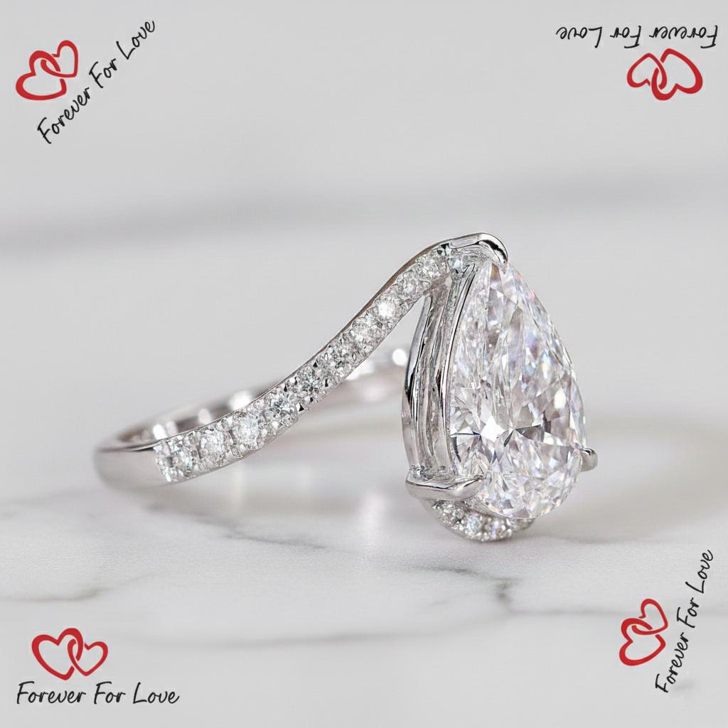 1.5 Ct IGI Certified Pear Lab Diamond Engagement Ring