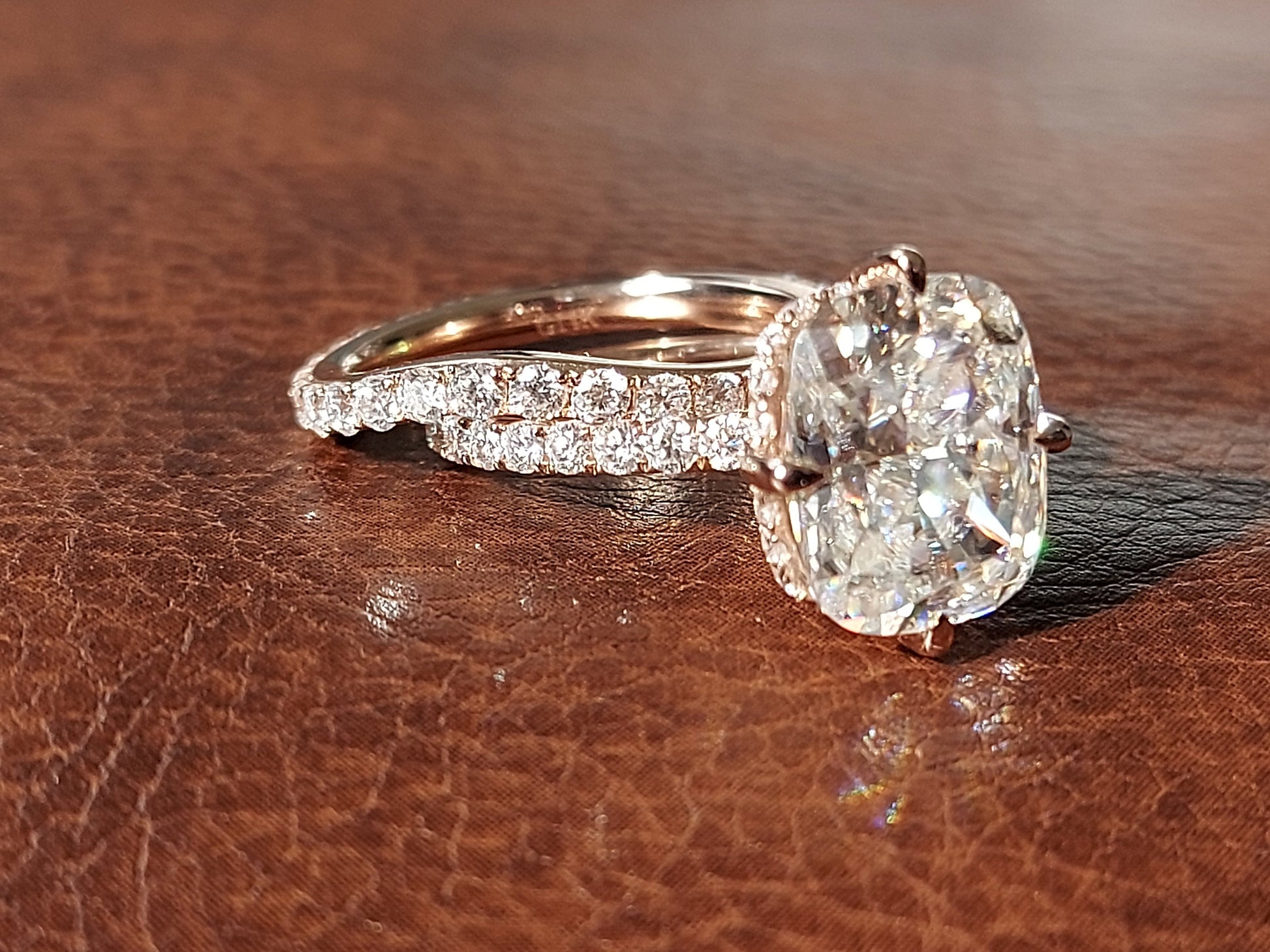 Cushion Moissanite Hidden Halo Engagement Ring