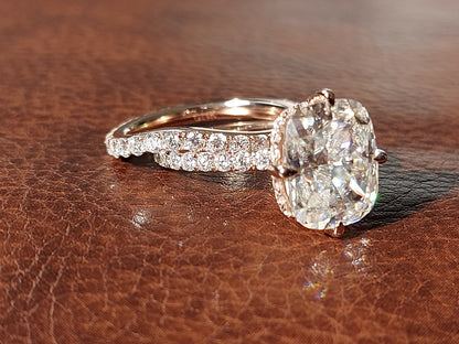 Cushion Moissanite Hidden Halo Engagement Ring