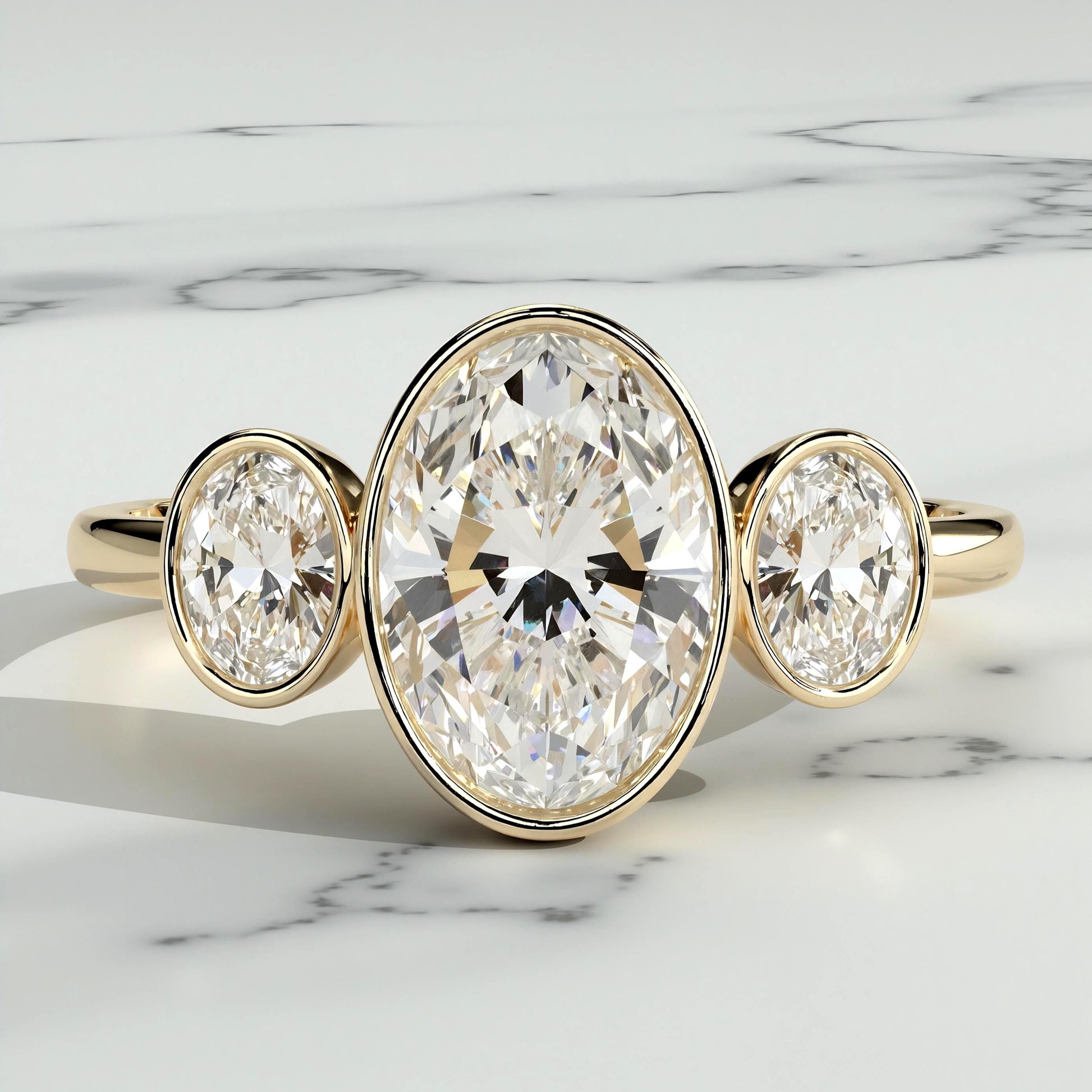 2 Ct IGI Certified Oval Gemstone Three Stone Engagement Ring