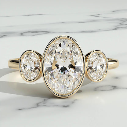2 Ct IGI Certified Oval Gemstone Three Stone Engagement Ring