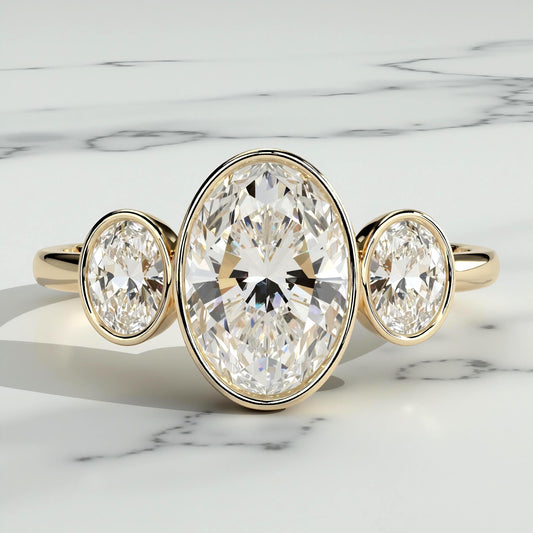 2 Ct IGI Certified Oval Gemstone Three Stone Engagement Ring