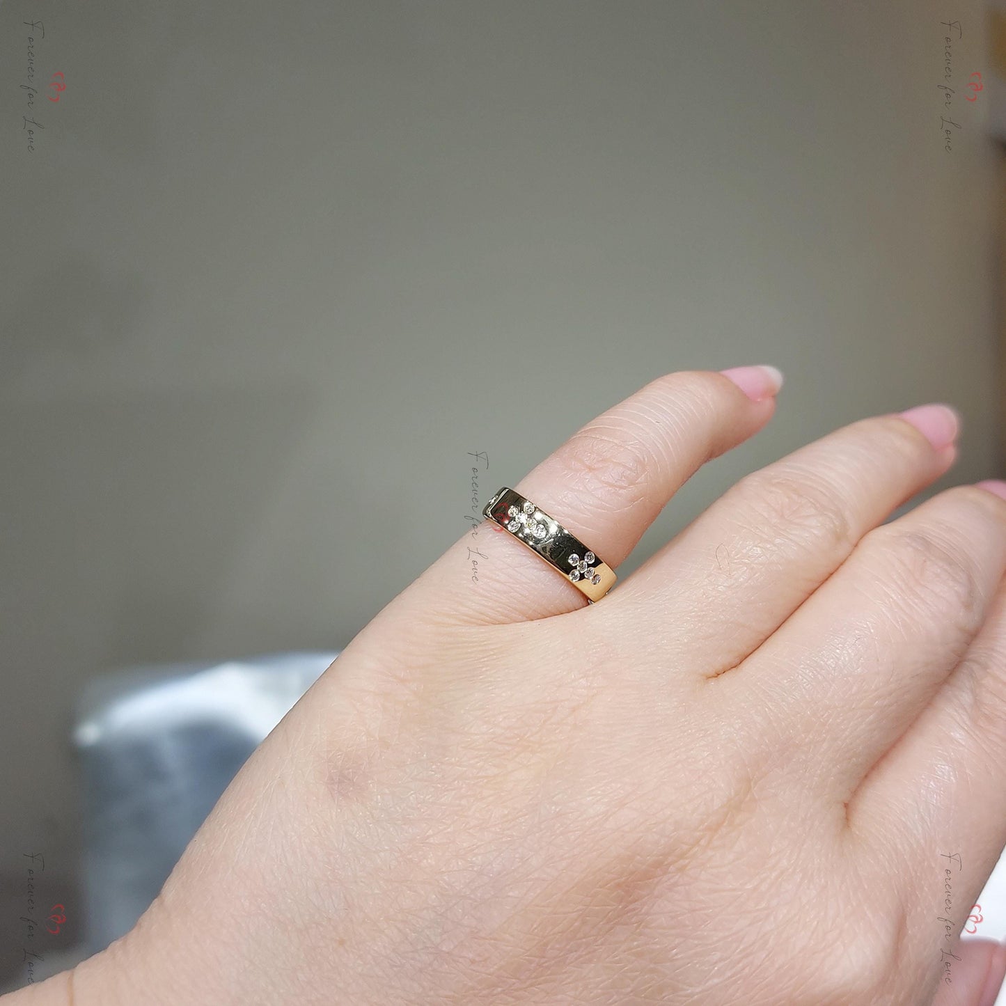 Round Diamond Full Eternity Band Round cut Moissanite Brilliant Cut engagement ring in 935 Argentium Silver — custom handcrafted by Forever For Love