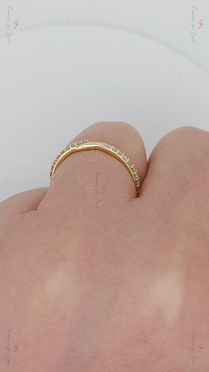 Eternal Solid Gold Twist band with a curve and pave diamond lovers knot matching wedding band, gift for her
