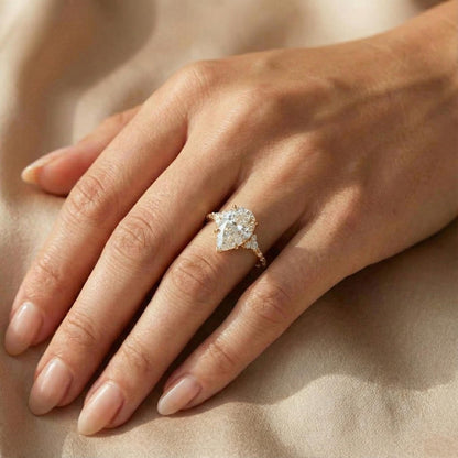 3 Ct IGI Certified Pear Lab Diamond Engagement Ring