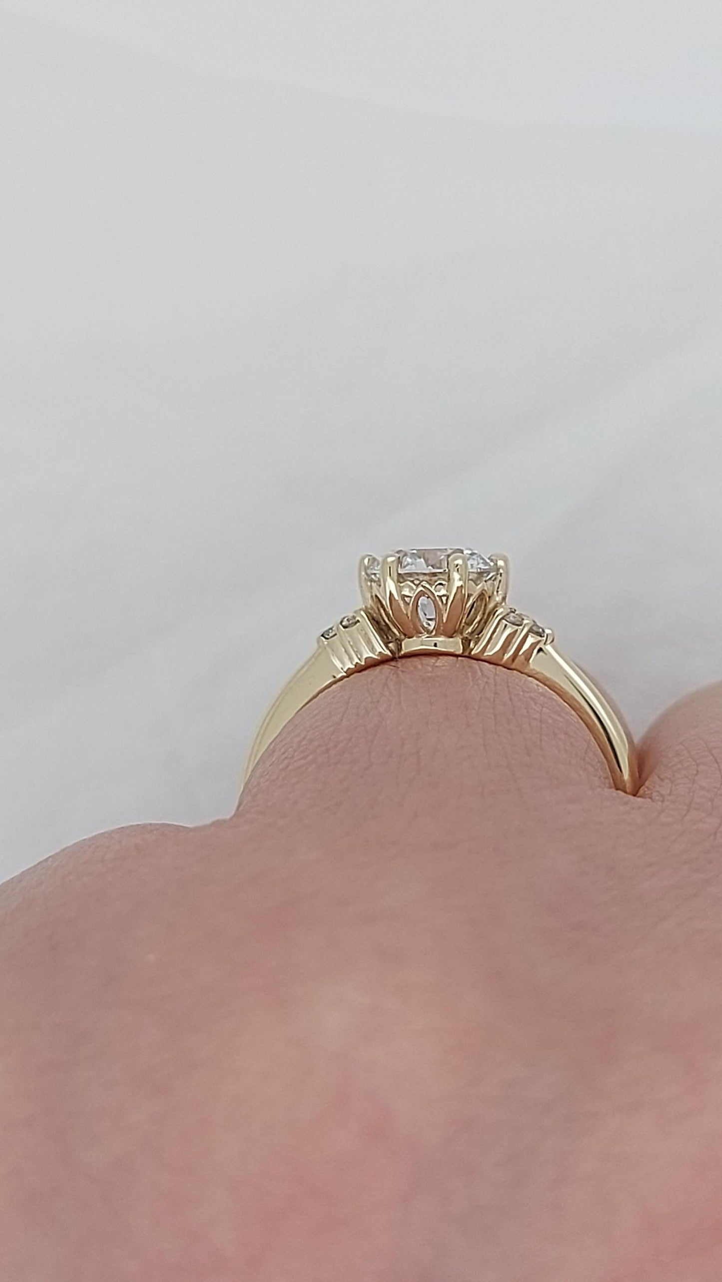 1.5 Ct Round Lab Diamond Vintage Cluster Engagement Ring Round cut Moissanite engagement ring in Gold or Platinum — custom handcrafted by Forever For Love