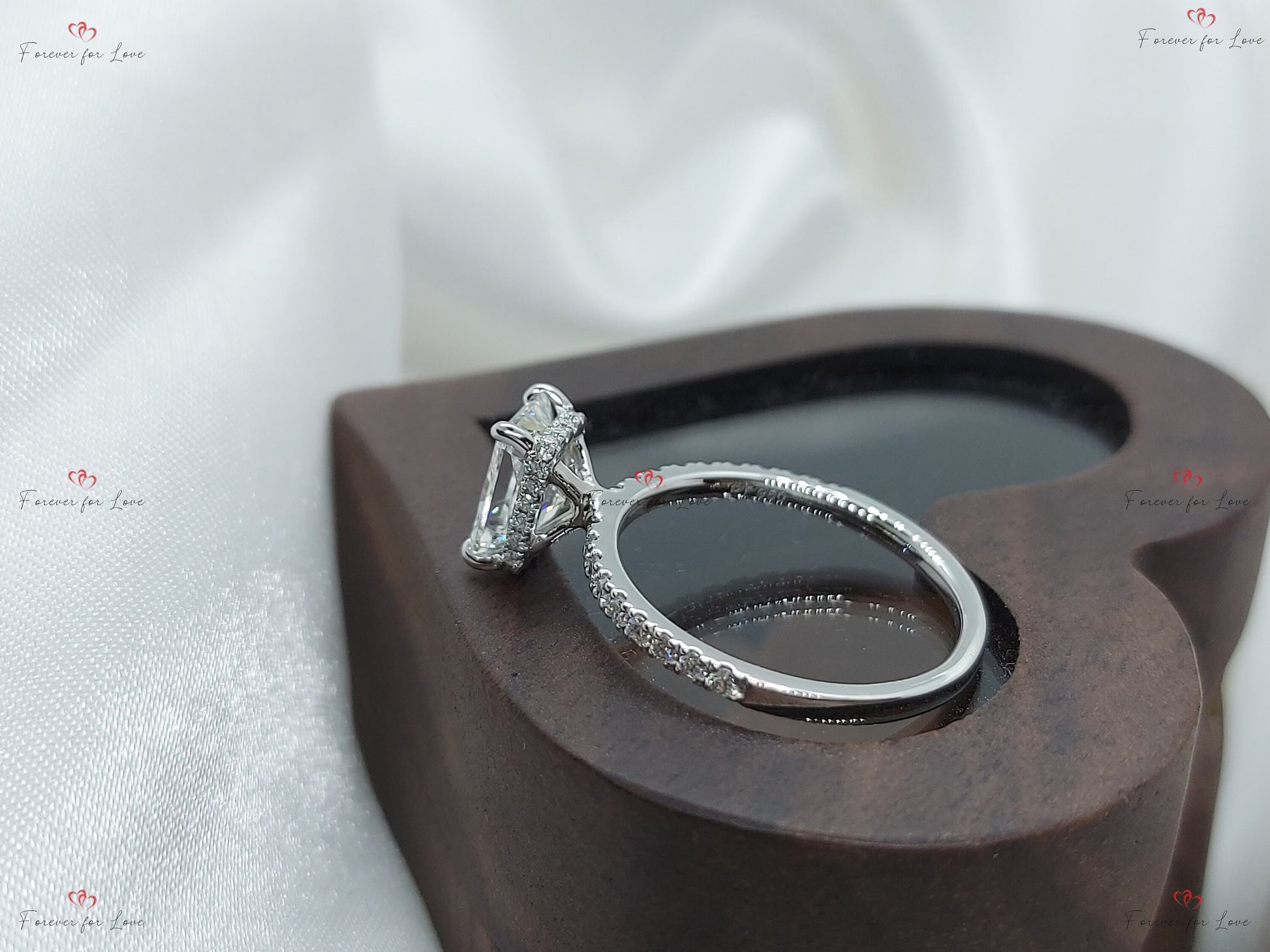 1.5 Ct IGI Certified Radiant Lab Diamond Hidden Halo Engagement Ring