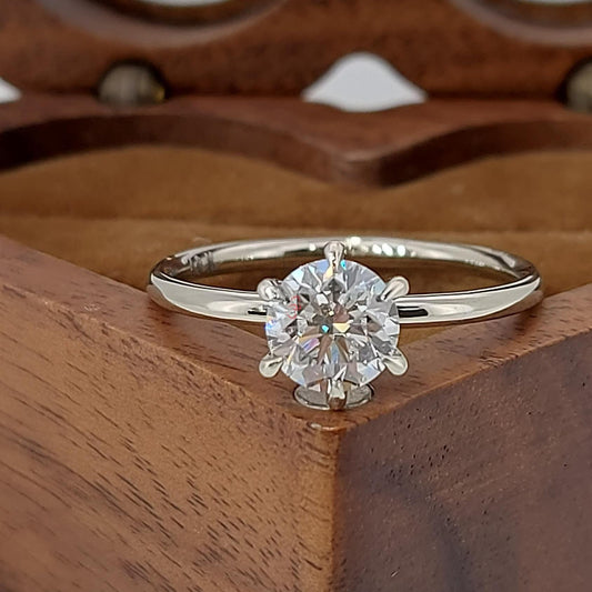 1 Ct Round Lab Diamond Solitaire Engagement Ring