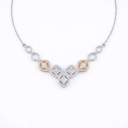 14k Geometrische Pavé-Diamant-Halskette, zierliche Halskette mit runden Gliedern, minimalistischer Lab-Grown-Diamantschmuck, elegante Halskette, perfektes Geschenk