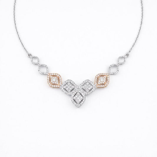 14k Geometric Pave Diamond Necklace, Dainty Round Link Necklace, Minimalist Lab Grown Diamond Jewelry, Elegant Necklace, Perfect gift
