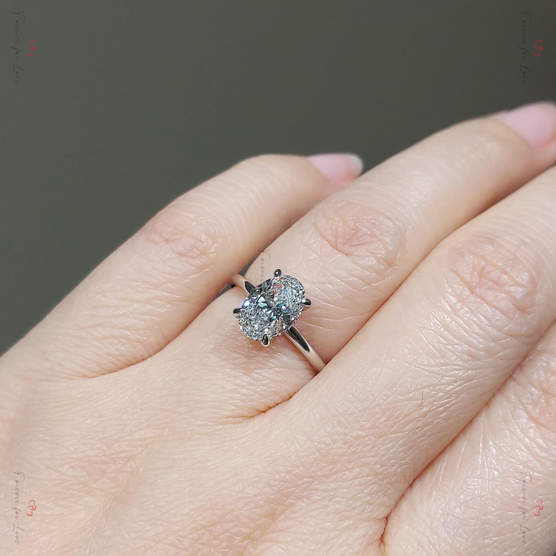 3 Ct IGI Certified Oval Lab Diamond Engagement Ring