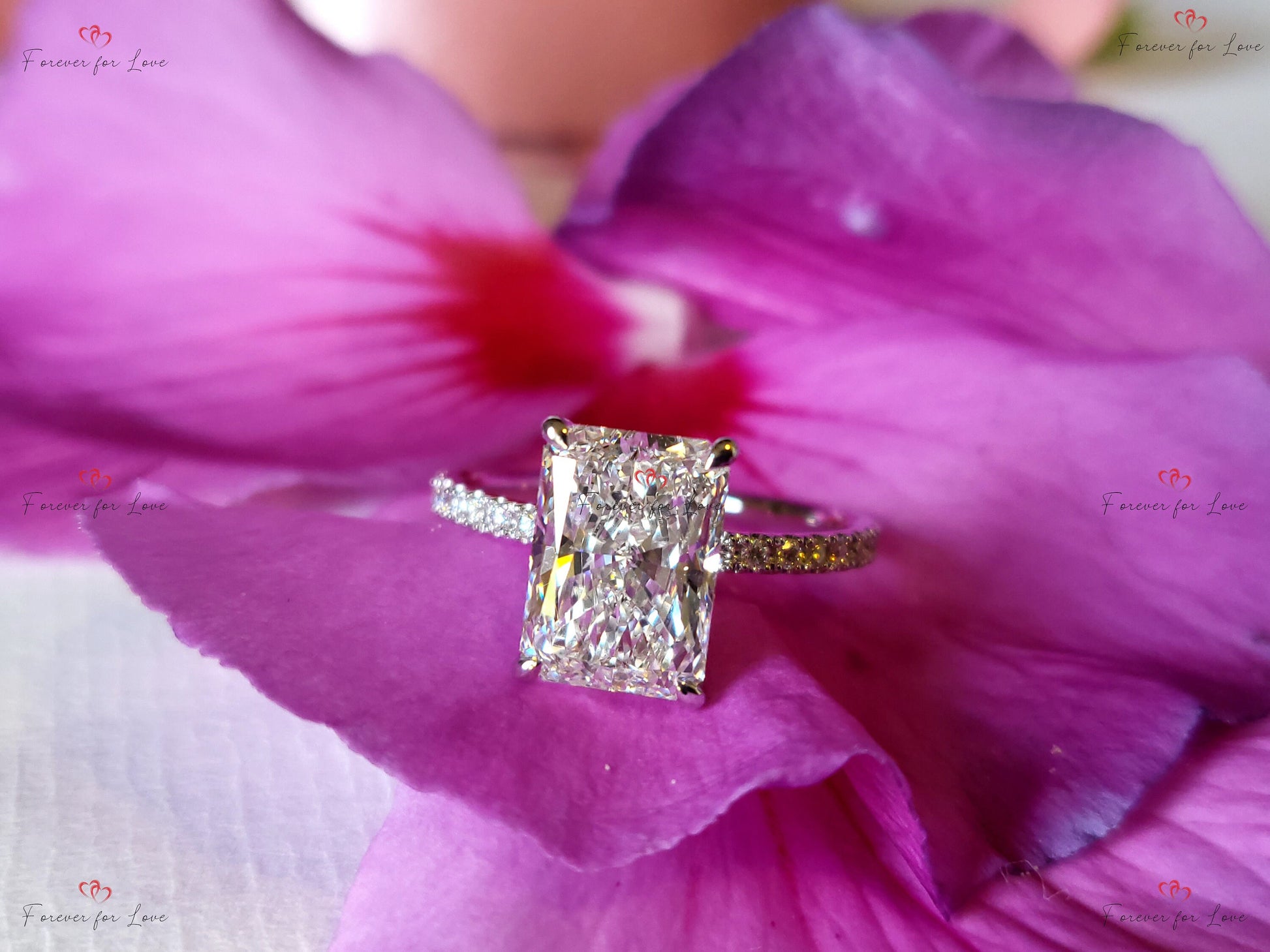 4 Ct IGI Certified Radiant Lab Diamond Engagement Ring
