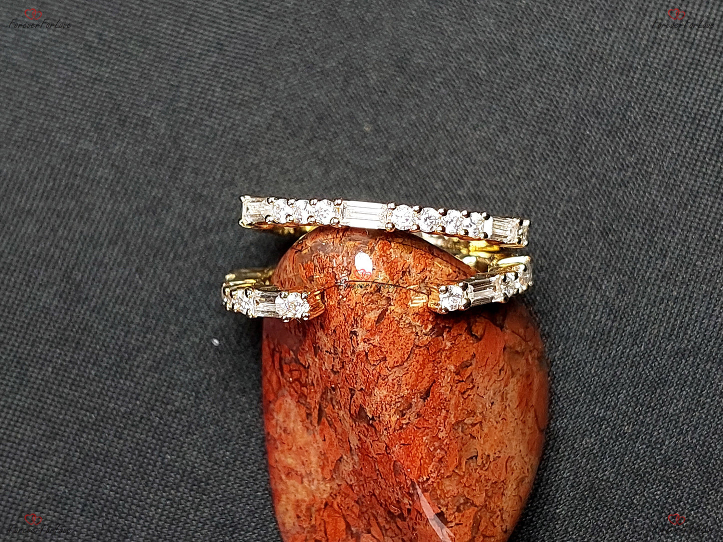 Vintage Open wedding band baguette Moissanite wedding band stacking matching ring Baguette Cuff Ring Bridal Promise Gift for her.