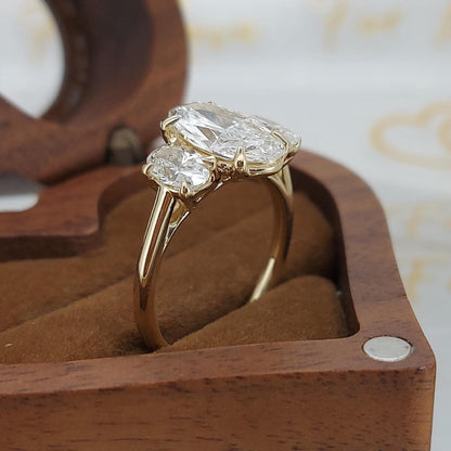 2 Ct IGI Certified Oval Gemstone Three Stone Engagement Ring