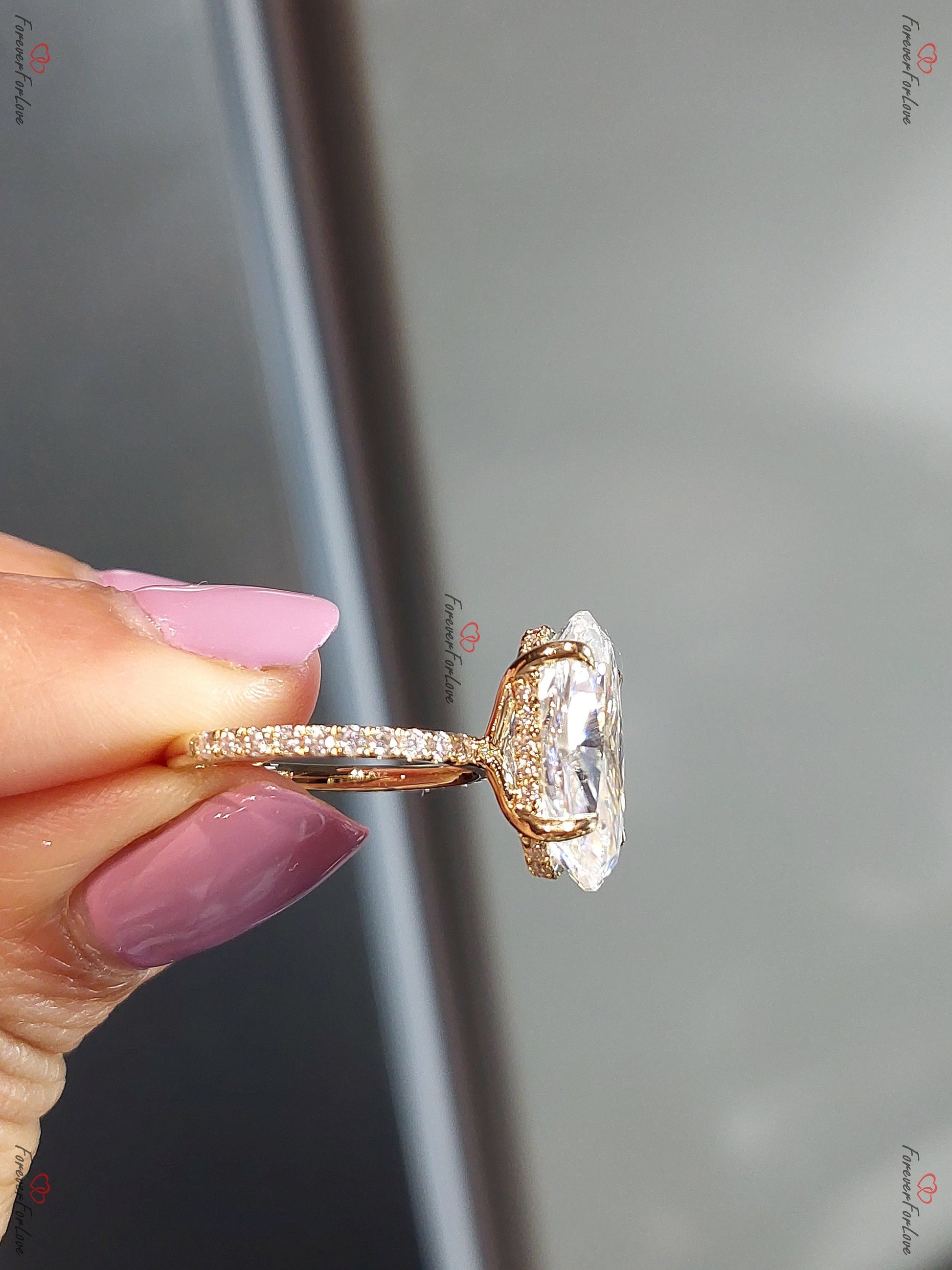Oval Diamond, Moissanite Eternity Band