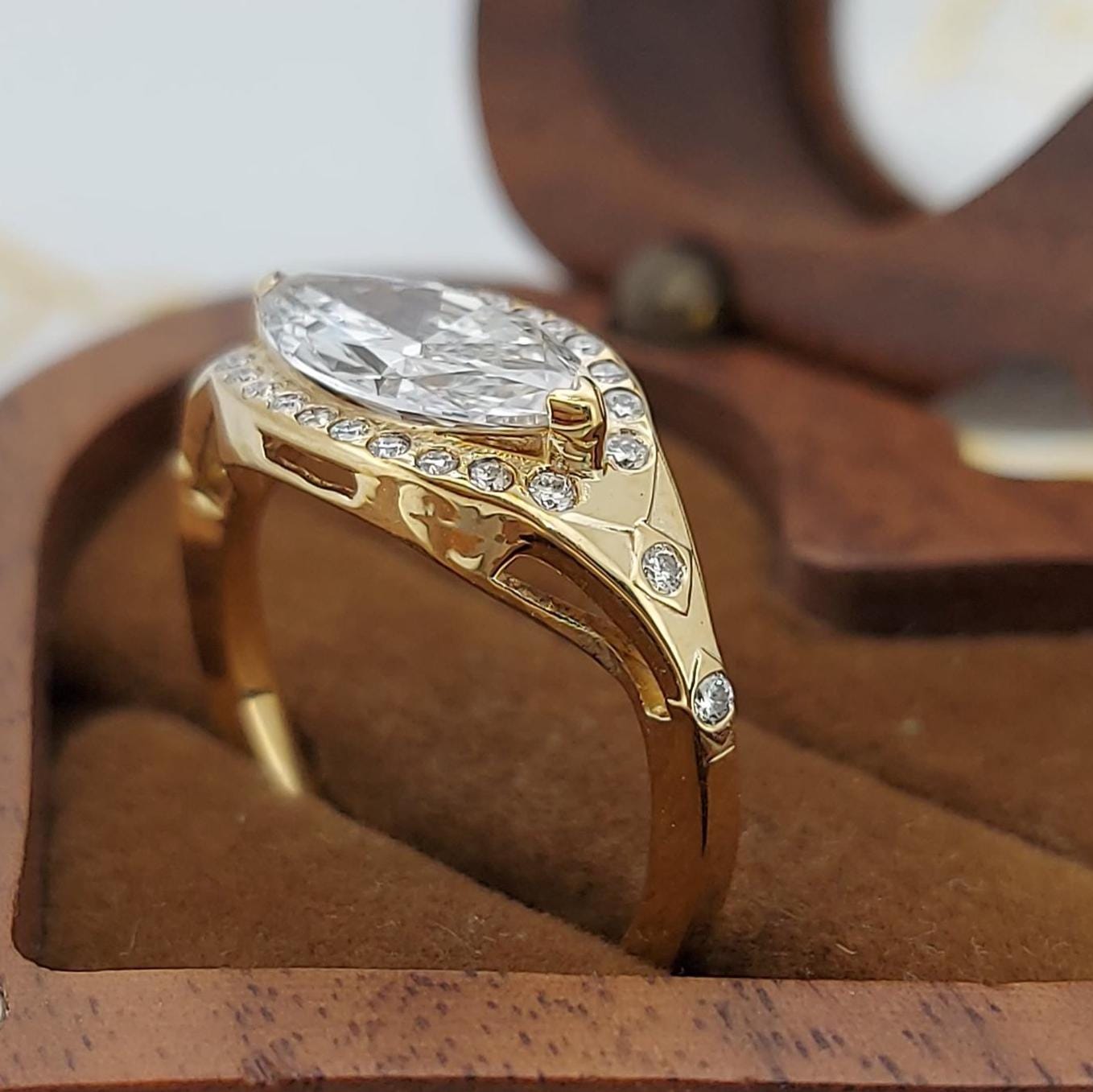 1.4 Ct Marquise Lab Diamond Engagement Ring