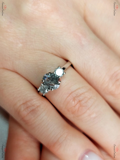 Oval Diamond Three Stone Engagement Ring