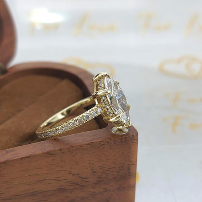 2.5 Ct IGI Certified Marquise Lab Diamond Hidden Halo Engagement Ring