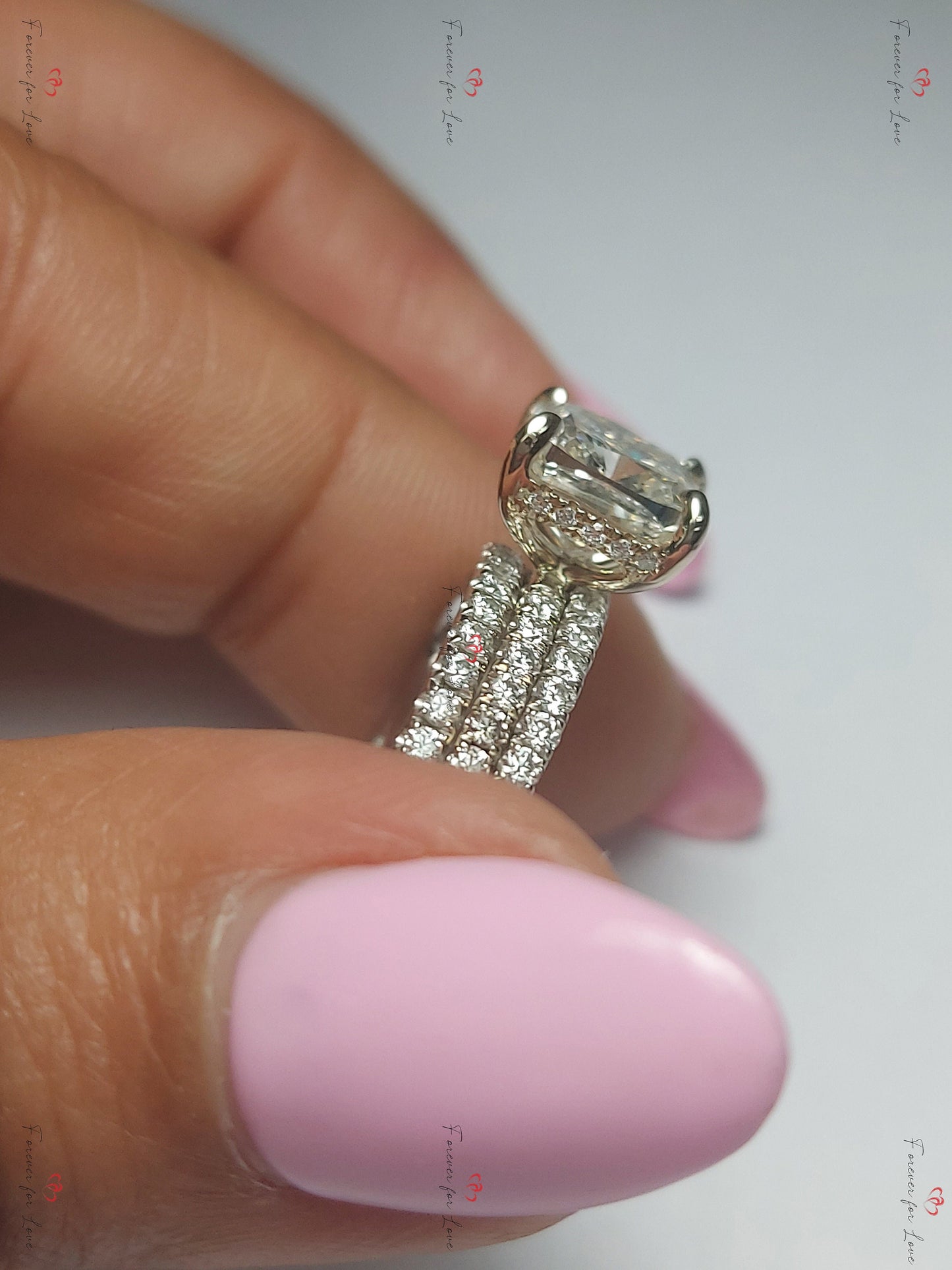 2 Ct IGI Certified Cushion Lab Diamond Ring, G Colour VS1 Cushion cut Moissanite Brilliant Cut engagement ring in 935 Argentium Silver — custom handcrafted by Forever For Love