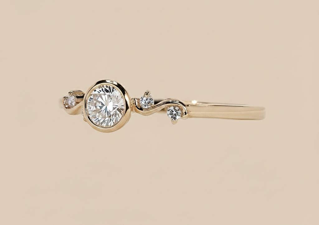 Verlobungsring mit rundem Labor-Diamanten Round cut Moissanite engagement ring in 935 Argentium Silber — custom handcrafted by Forever For Love