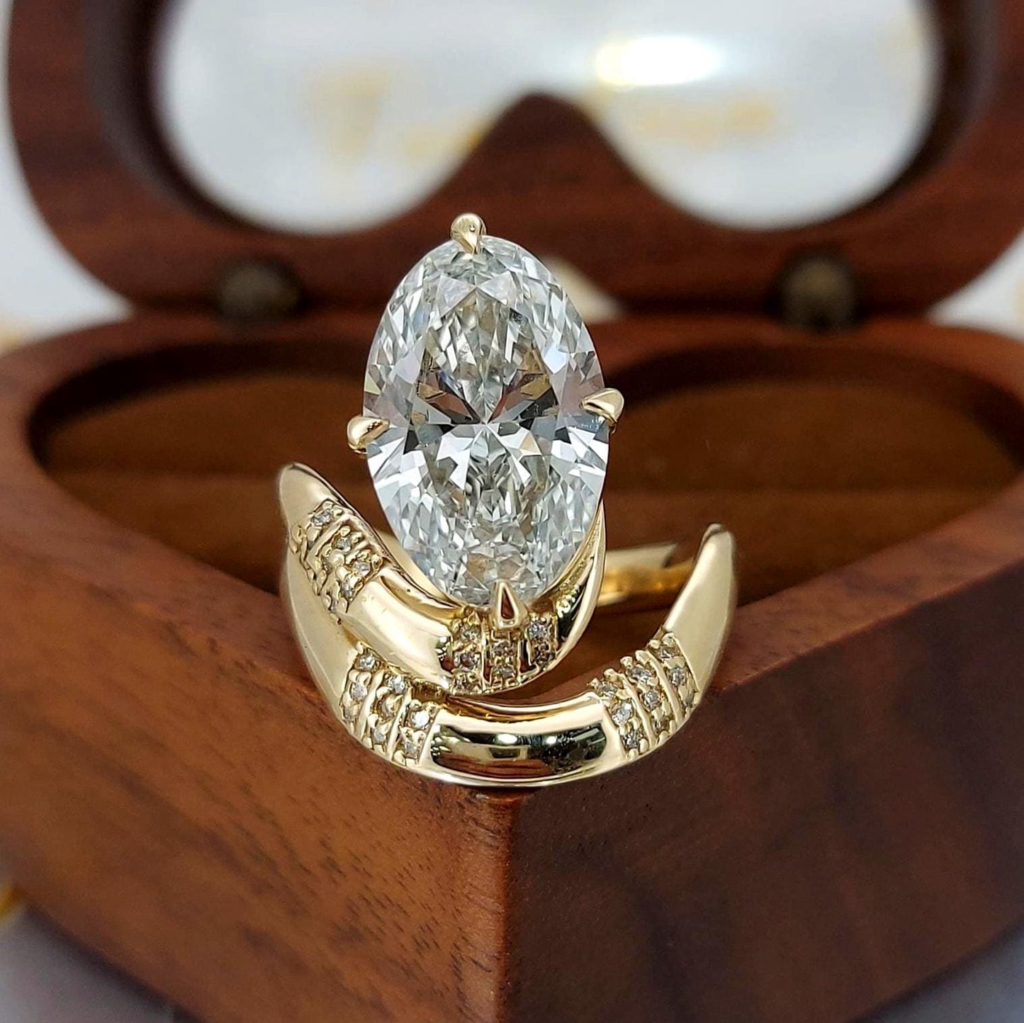 4.5 Ct IGI Certified Oval Lab Diamond Band Oval cut 1Ct Moissanite Brilliant Cut engagement ring in 935 Argentium Silver — custom handcrafted by Forever For Love