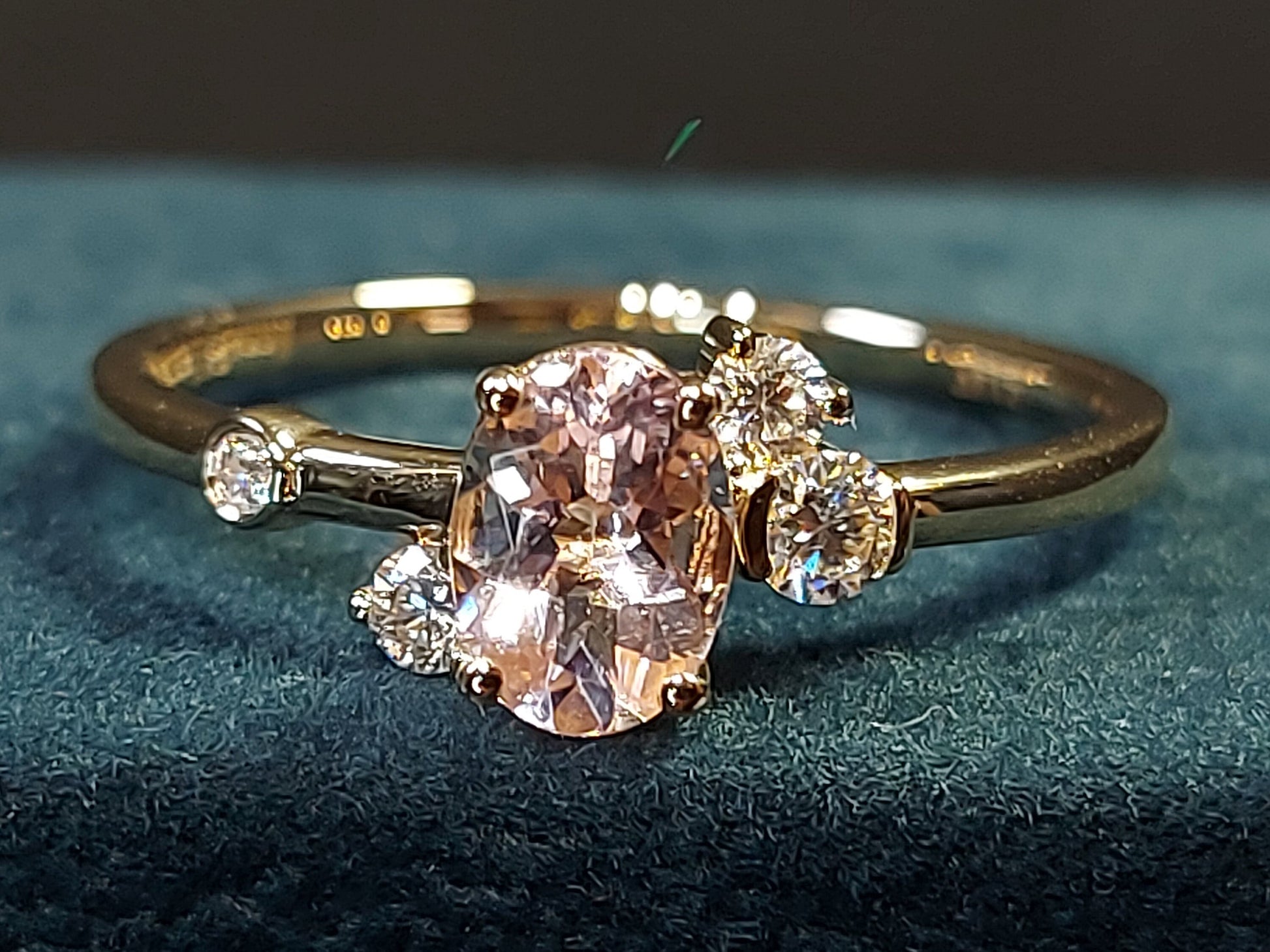 1 Ct Oval Natural Diamond, Morganite Engagement Ring
