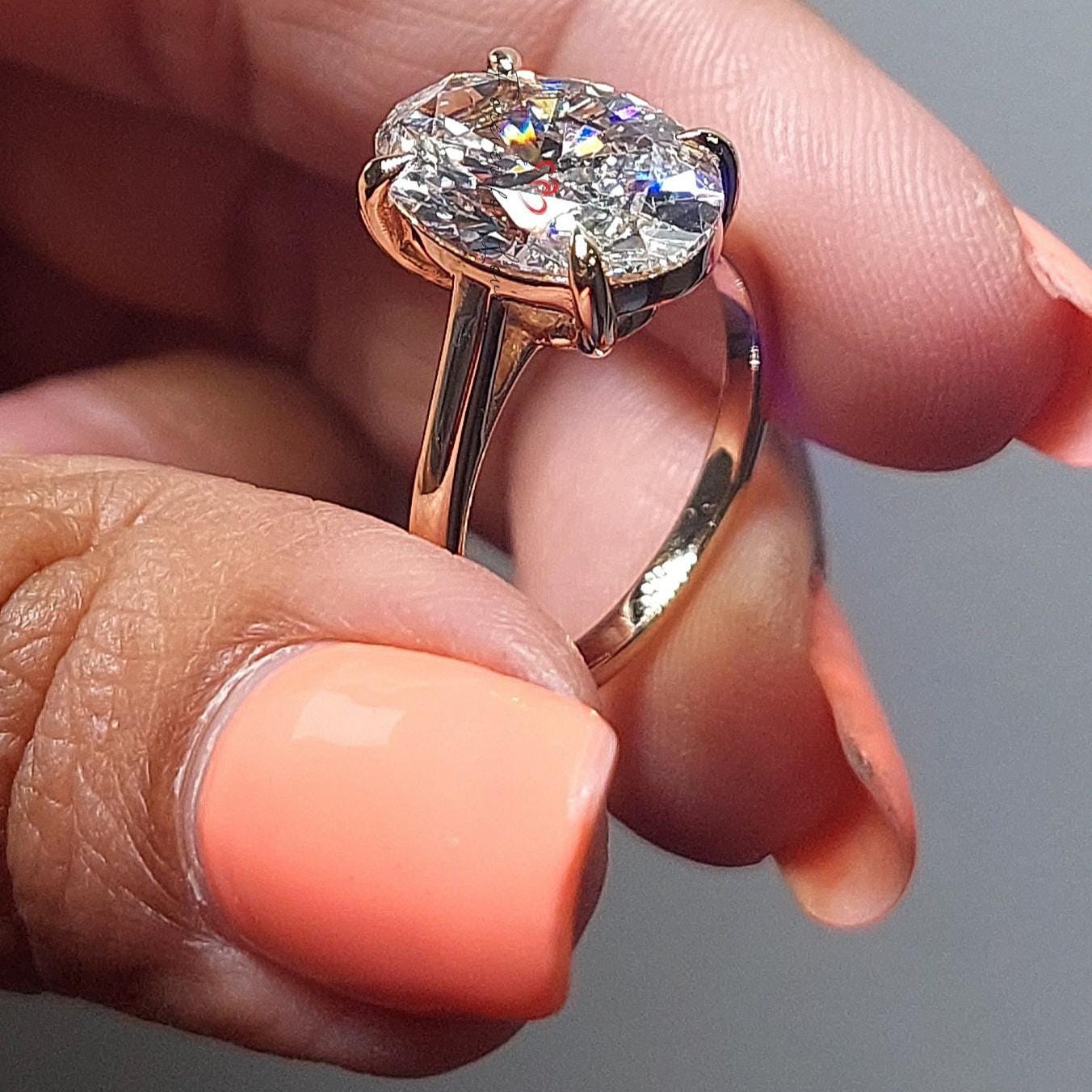 3.6 Ct Oval Lab Diamond Engagement Ring