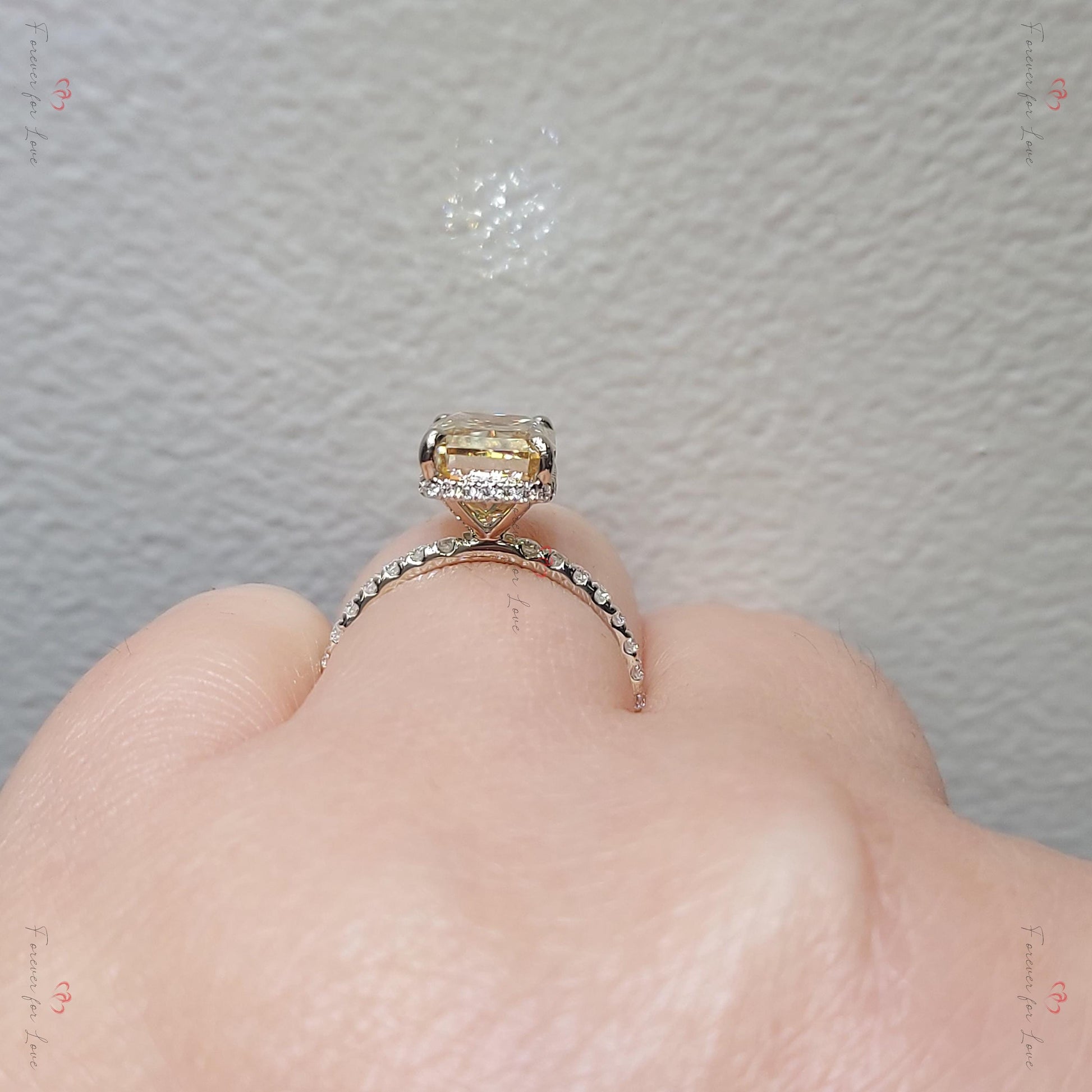4 Ct Radiant Yellow Moissanite Engagement Ring