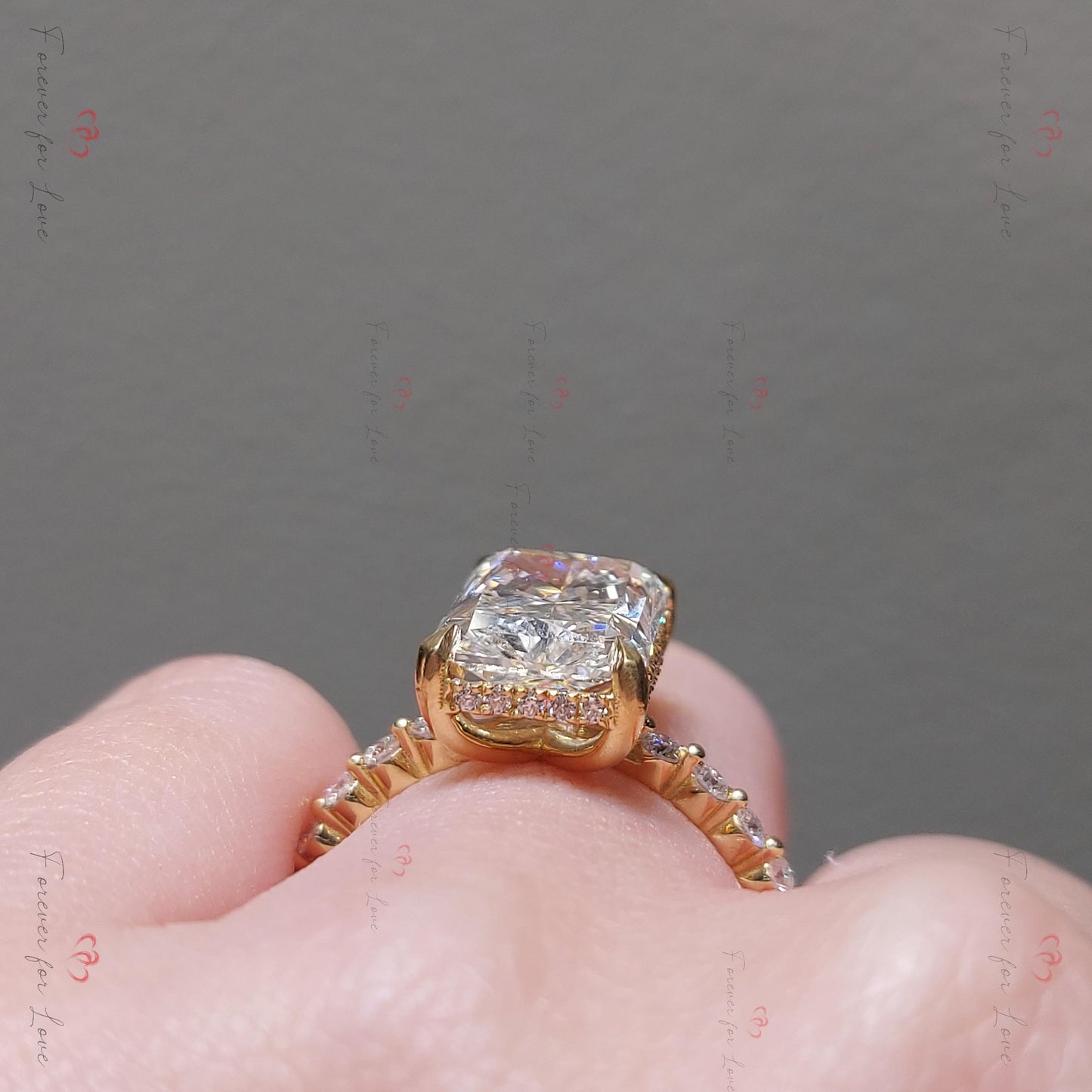 5 Ct Radiant Diamond Solitaire Engagement Ring Radiant cut 1Ct Moissanite Brilliant Cut engagement ring in 935 Argentium Silver — custom handcrafted by Forever For Love