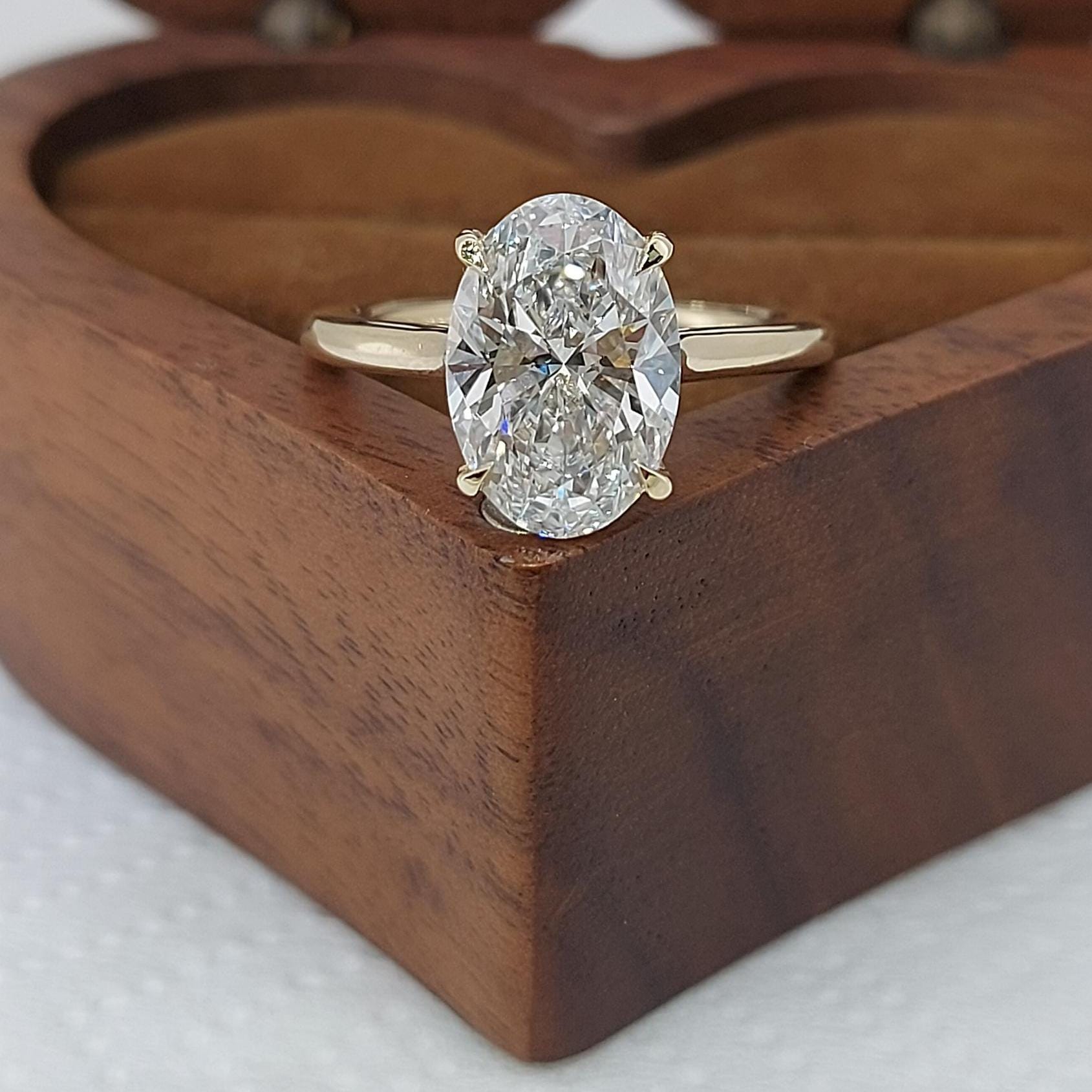 Lab Diamond Oval Engagement Ring: 1ct D VVS2 Solitaire, 14k White Gold