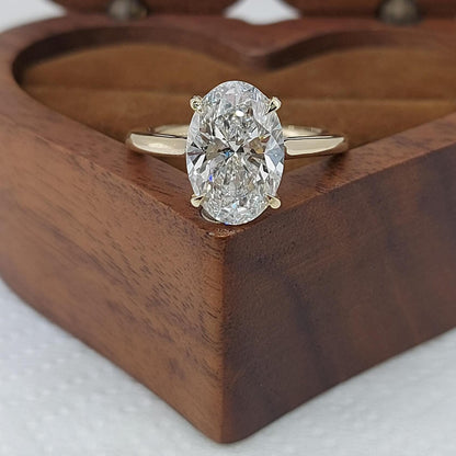 Lab Diamond Oval Engagement Ring: 1ct D VVS2 Solitaire, 14k White Gold